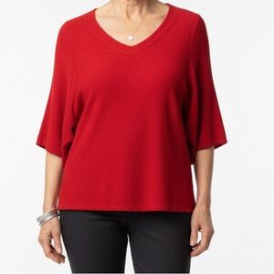Wide sleeve top  Cotton Red Medium